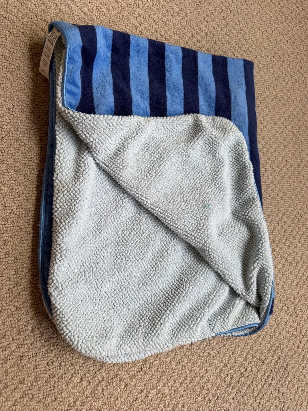 Blue Striped Elephant Plush Baby Blanket -